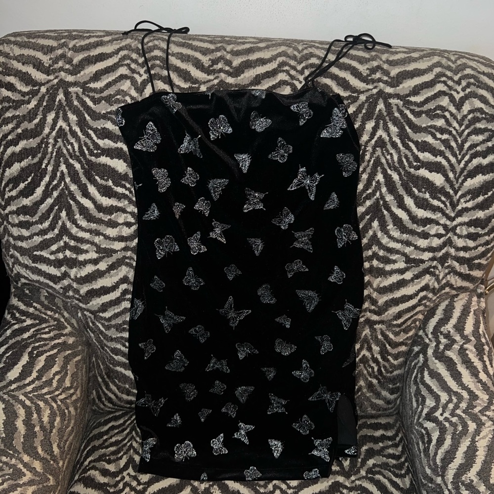 Butterfly black mini dress
